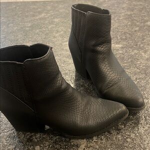 Black snakeskin style booties